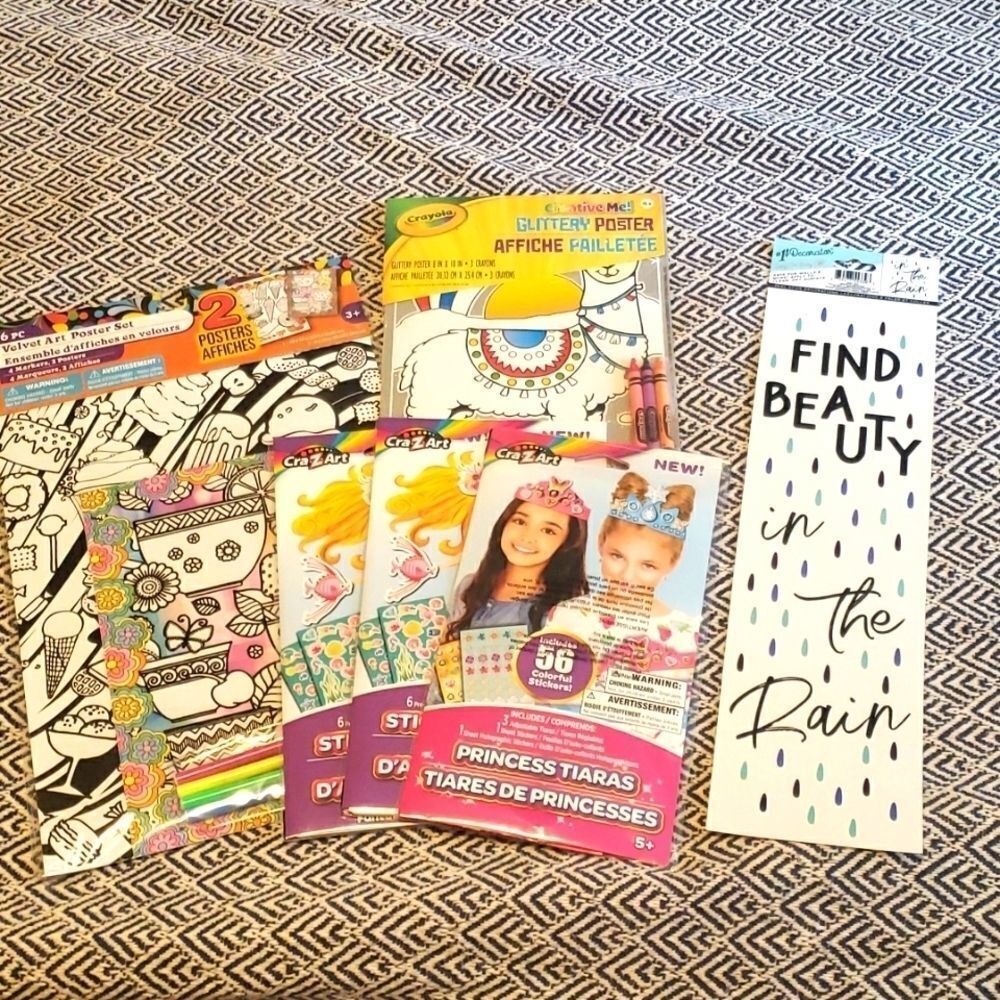 Kids activity packets stickers stencils wall decal diy decorations